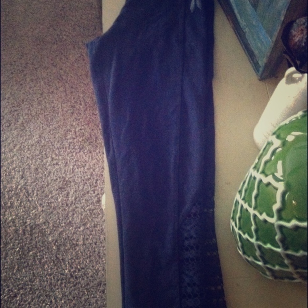 VS Dark Blue Cropped Lace Detailed Leggings XS